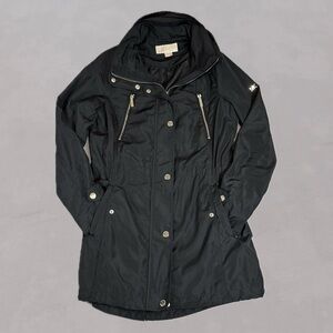 Michael Kors Women’s Black Anorak Jacket Packable Hood Zip Utility Coat Size S